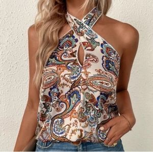 NEW Boho Paisley Halter Top NWOT